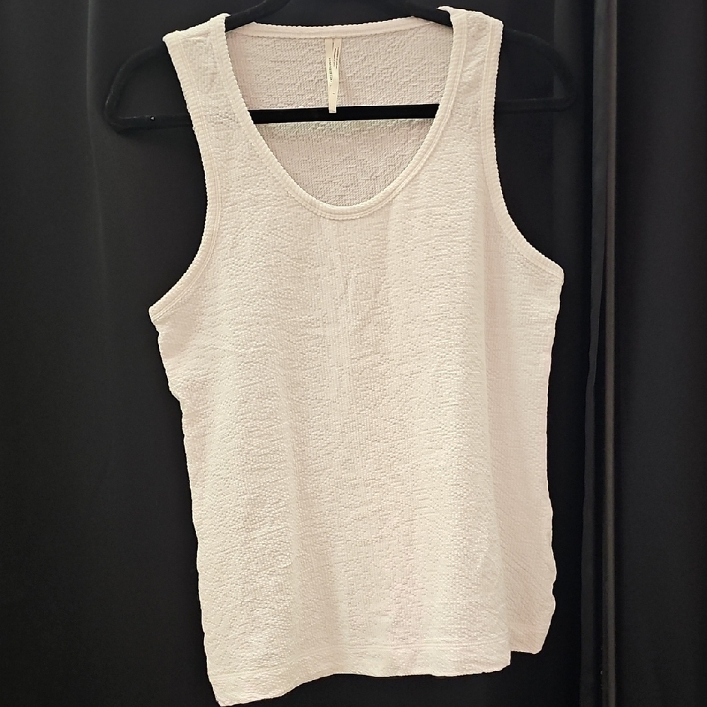 Women's,  White, Textured, Tank Top, Summer, Casual, Classic, Office, Cozy